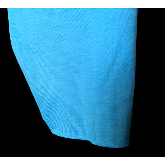 Planet Lauren G Aqua Blue Oversized Raw Hem Pima Cotton T Shirt OSFM Long Sleeve - Picture 6 of 7